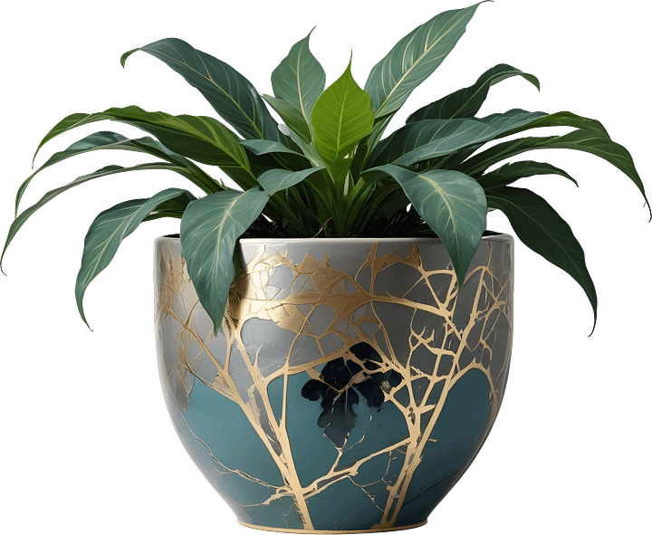 Kintsugi Renewal – Planter with Gold Detailing PNG product image (1)