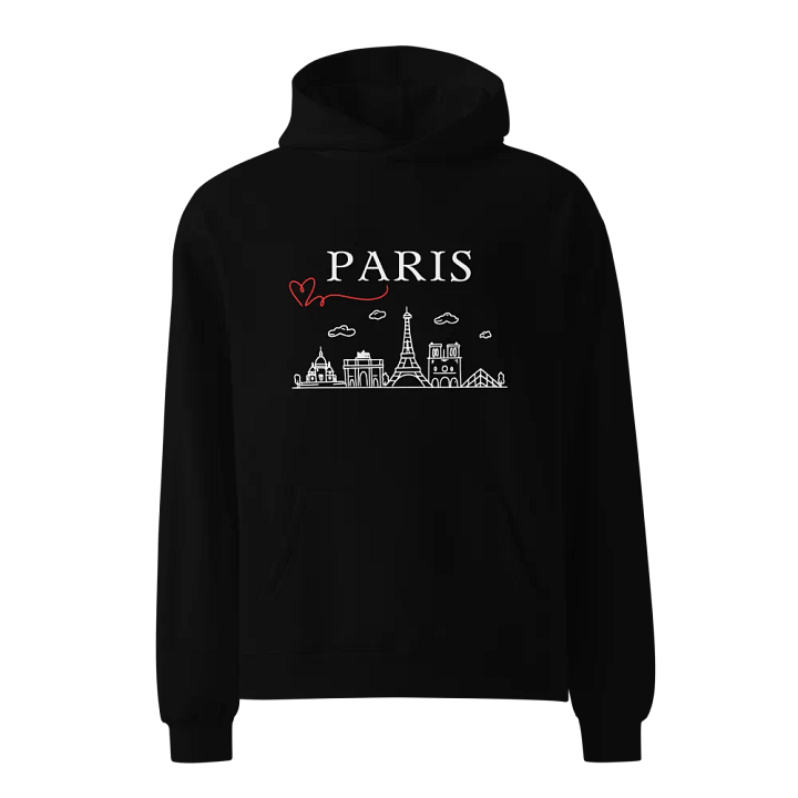 Love Paris with Monuments Unisex Oversized Hoodie | White Ink product image (2)