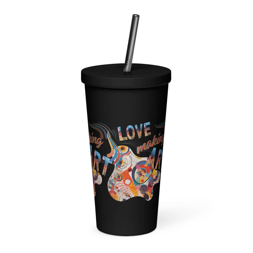Insulated  tumbler Kadinsky inspired colorful design for the artist. 'Love making art'  Perfect gift for mom, dad, son, daughter colleague, friend who loves arty things product image (3)