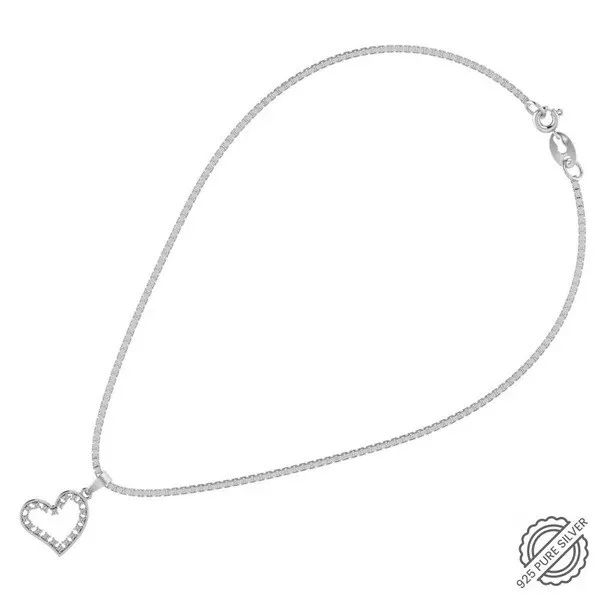 925 Sterling Silver Neckless Heart Pendant with pure silver Link Chain For women product image (3)