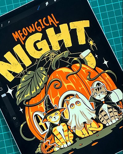 Meowgical night 

Want your own version of this artwork?
Custom T-shirt projects are open, DM me and let’s start designing.

...