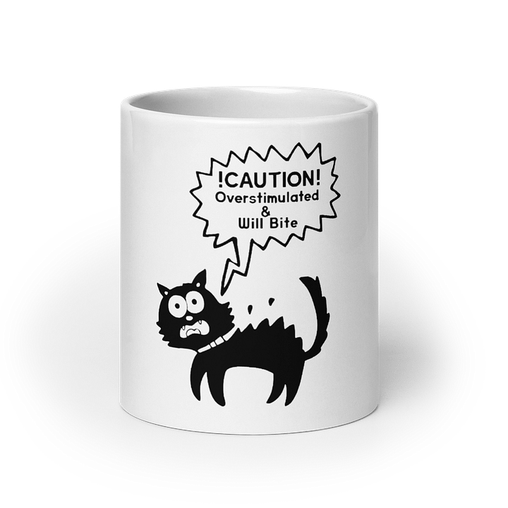 CAUTION OVERSTIMULATED CAT MUG product image (7)