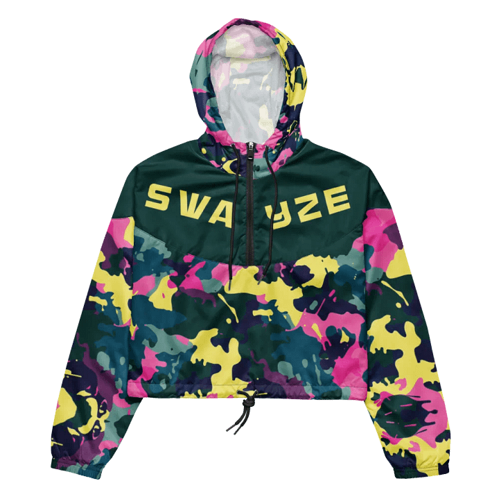 Colorful Camo Girl Crop Hoodie Windbreaker product image (1)