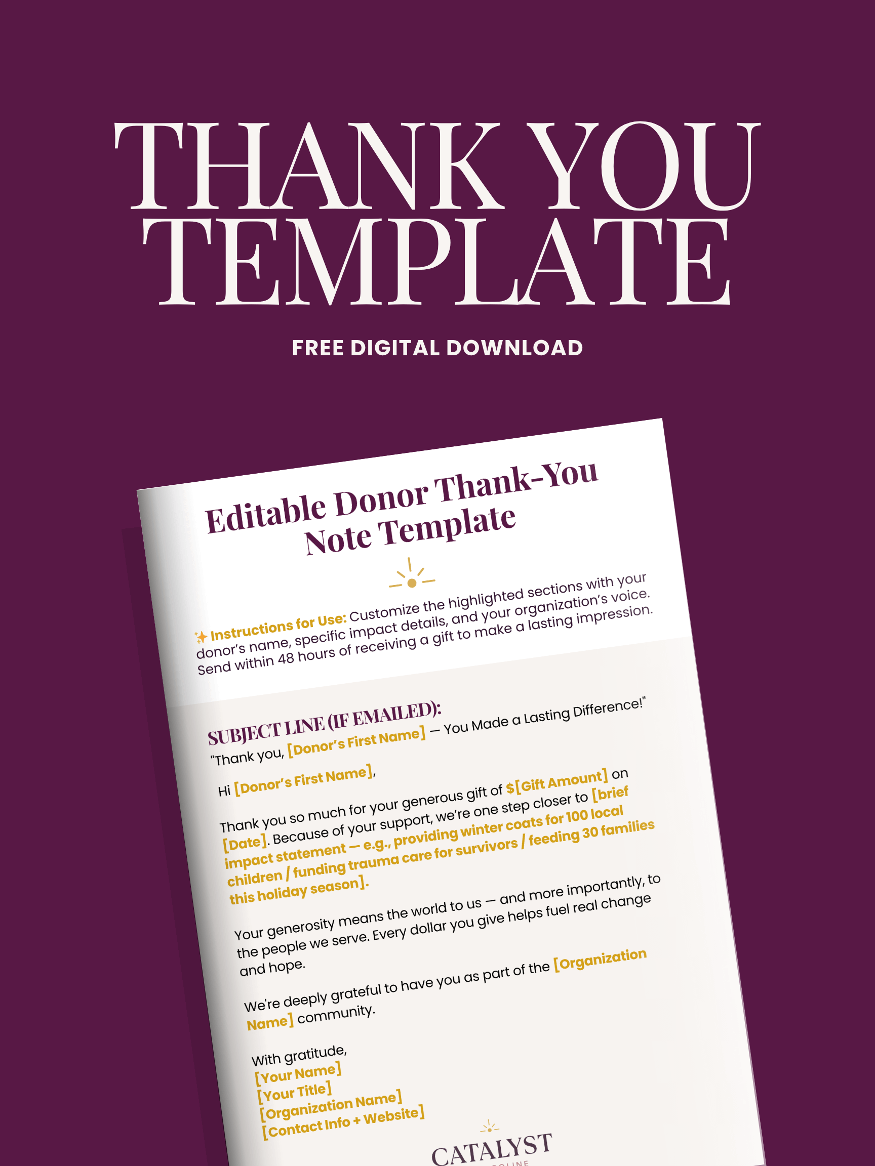 Editable Donor Thank-You Note Template (Free Download) product image (1)