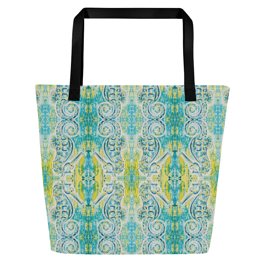 Painted Seahorses | Coastal Blue Watercolor Repeat | Tote Bag by Monique Faella Designs™ product image (1)