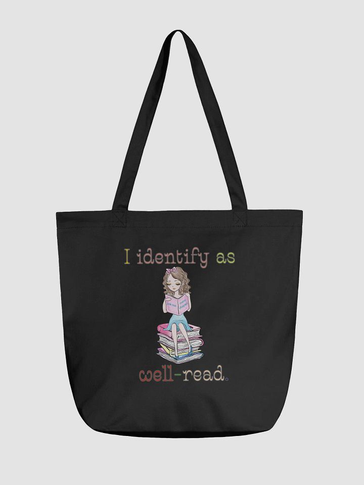 I Identify As Well-Read (Girl Sitting on a Stack of Books) Tote product image (1)