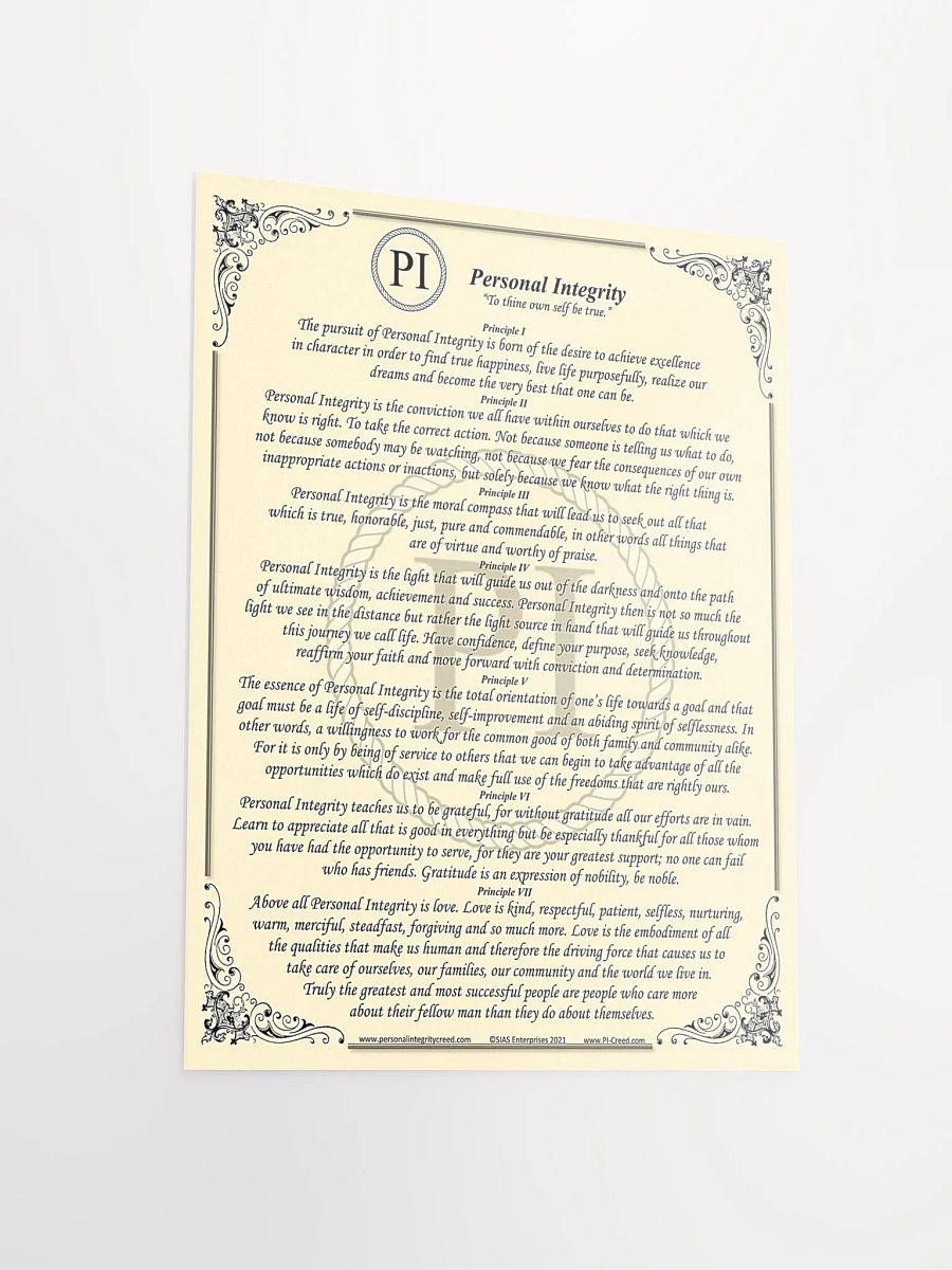 Personal Integrity Creed Poster 12"x16" product image (3)
