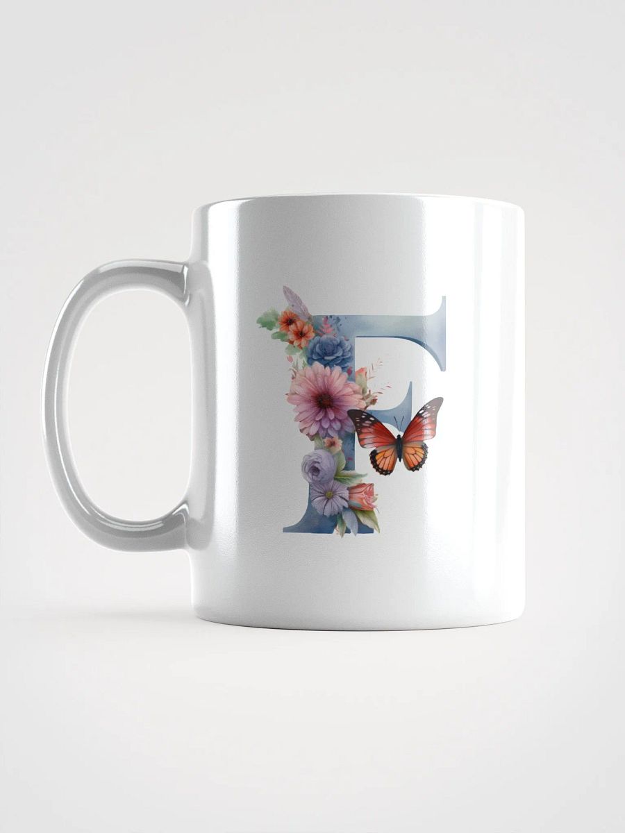 Letter F Monogram Floral Fantasy White Glossy Mug product image (16)