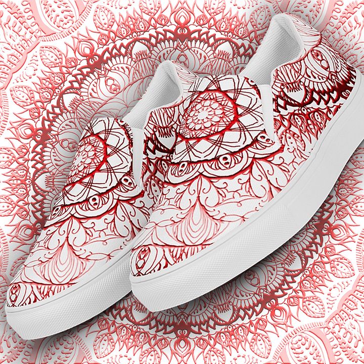 Radiant Red Mandala Slip-Ons product image (1)