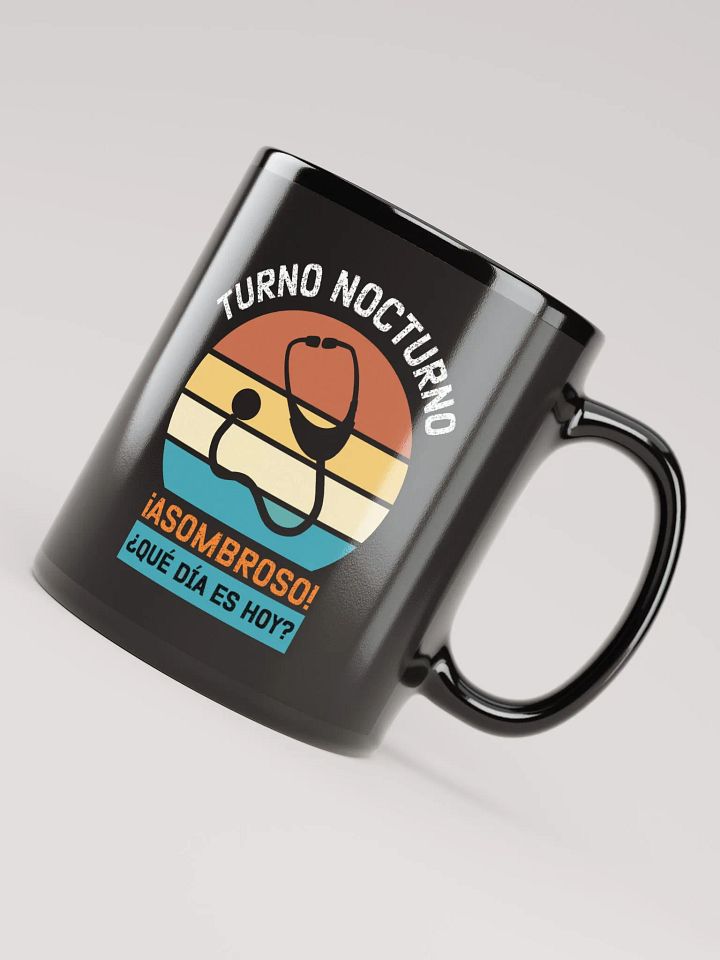 "Turno nocturno-general" mug negro brillante product image (2)