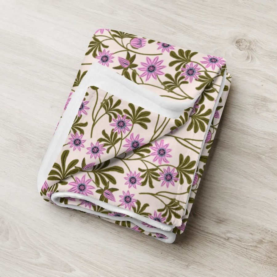 Passion Blooms - Pink and Green - Throw Blanket product image (8)