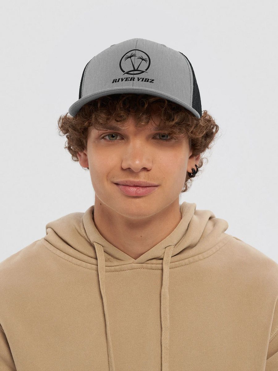 Palm Tree Black River Vibz Trucker Hat product image (5)