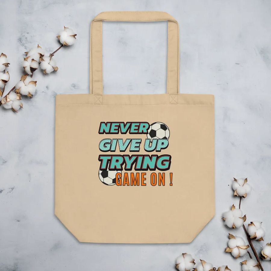 Never Give Up Trying Game On! Soccer Ball Tote Bag product image (3)