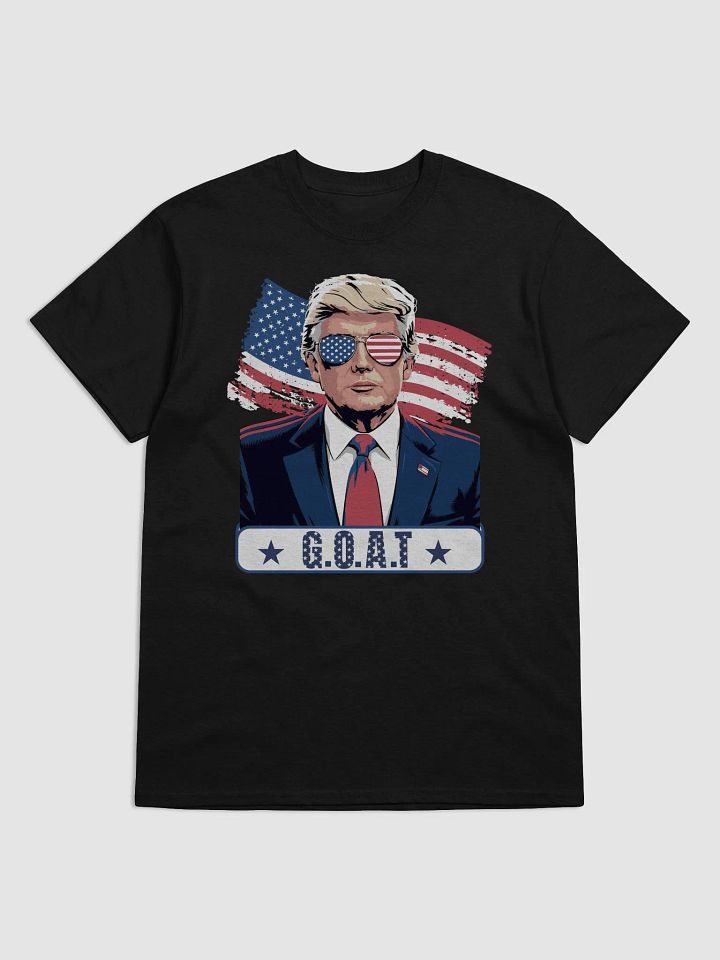 Trump "G.O.A.T" T-Shirt – Patriotic USA Flag Sunglasses Design product image (1)