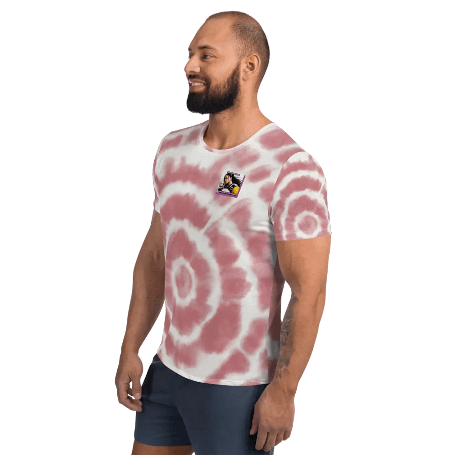Comic-Inspired Pink Tie-Dye Athletic Tee product image (4)