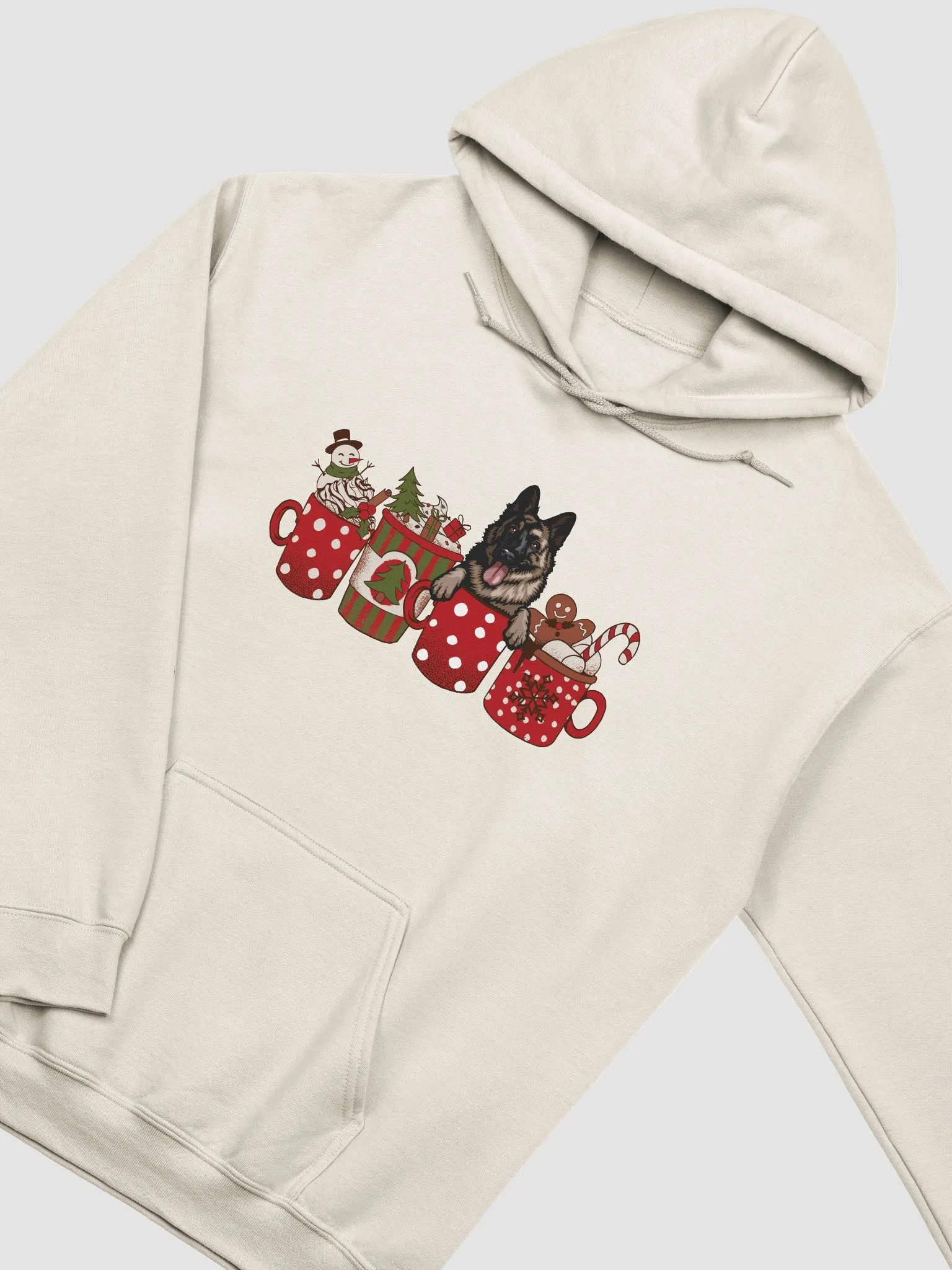 Cute German Shepherd(2) in a Christmas Cup Hooded Sweatshirt | Funny Christmas Pup in a Cup product image (20)