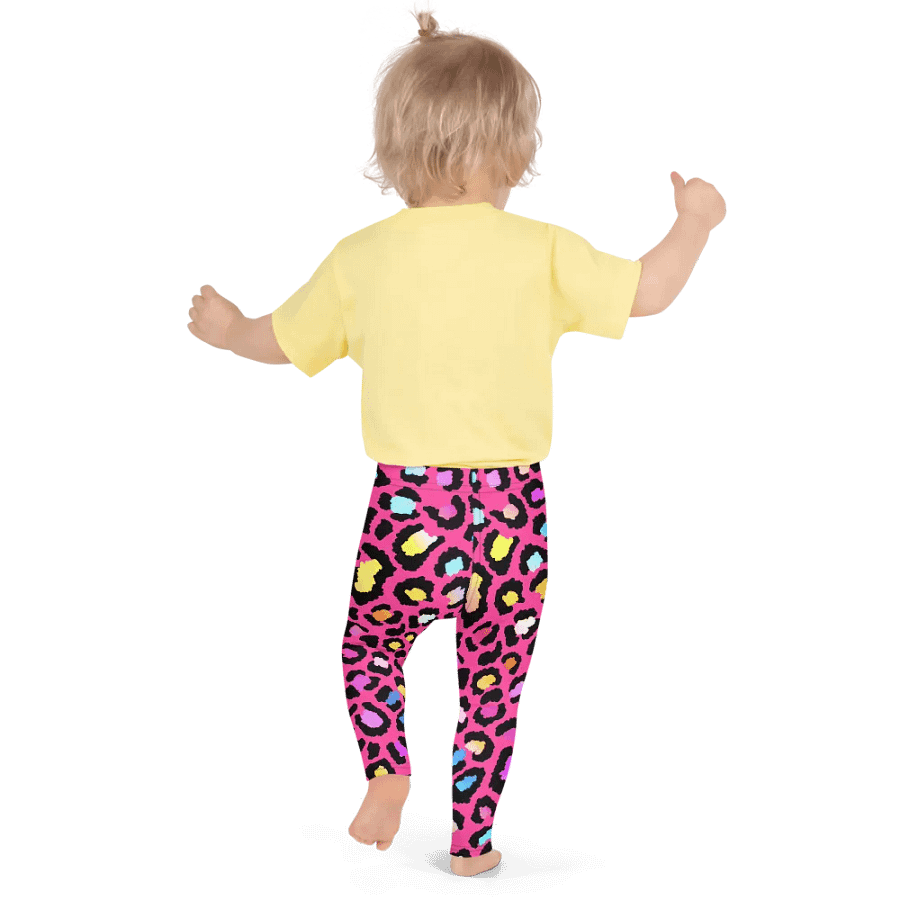 Colorful Spring Leggings for Girls with Pink Leopard print product image (3)
