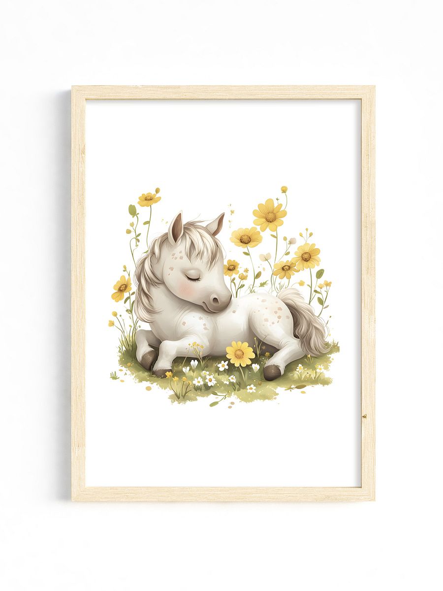 Horse and Yellow Florals Farmhouse Nursery Print product image (33)