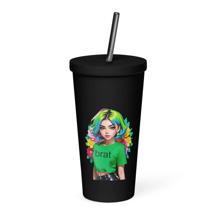 Brat 20 oz Tumbler Cup - Black - Insulated Tumbler with a Straw v1 product image (1)