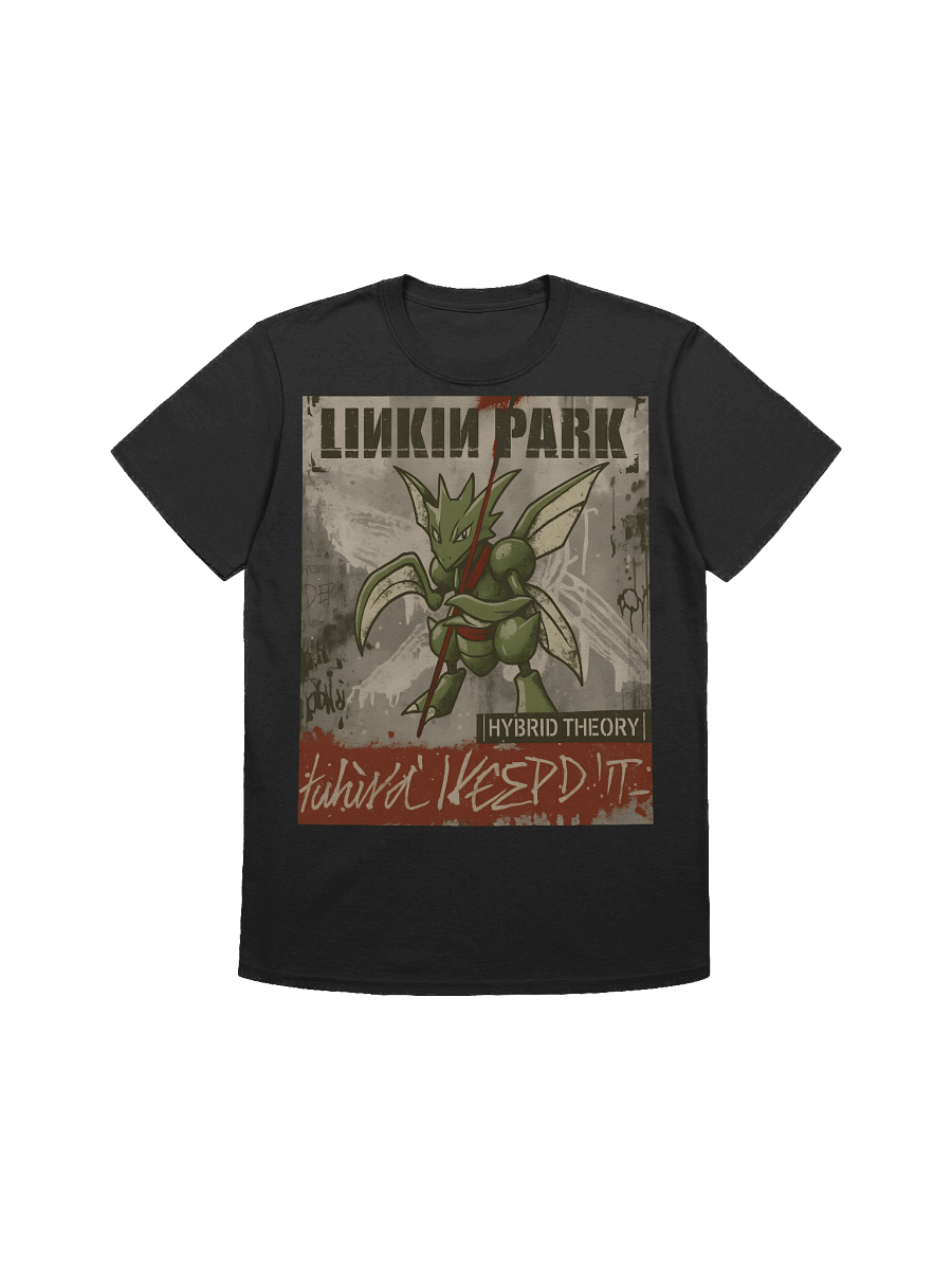 Linkin Park Hybrid Theory Parody Album Cover with Scyther – Pokémon Mashup Art T-shirt product image (6)