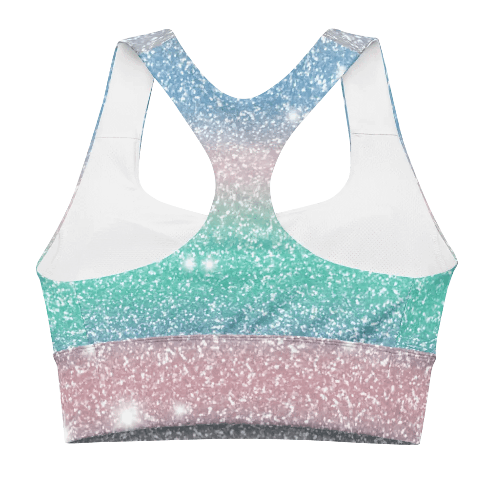 Glitter Unicorn Texture Design Longline Sports Bra - 4 product image (2)