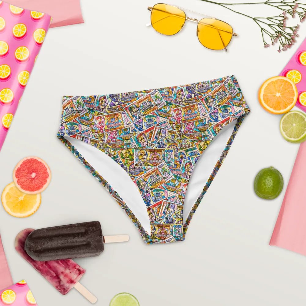 Jugoslovenski inflatorni dinar 1993 (Kolaž/mozaik) All-Over Print Recycled High Waisted Bikini Bottom product image (8)