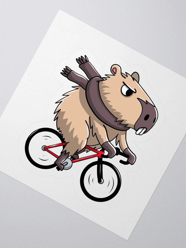 Funny Capybara Cycling Sticker – Cute Bike Rider Vinyl Decal for Cyclists & Capybara Lovers product image (2)