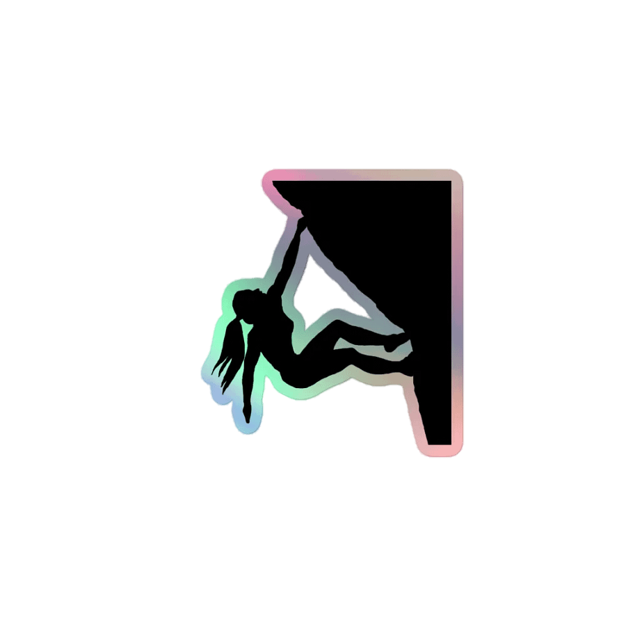 woman bouldering holographic sticker product image (1)