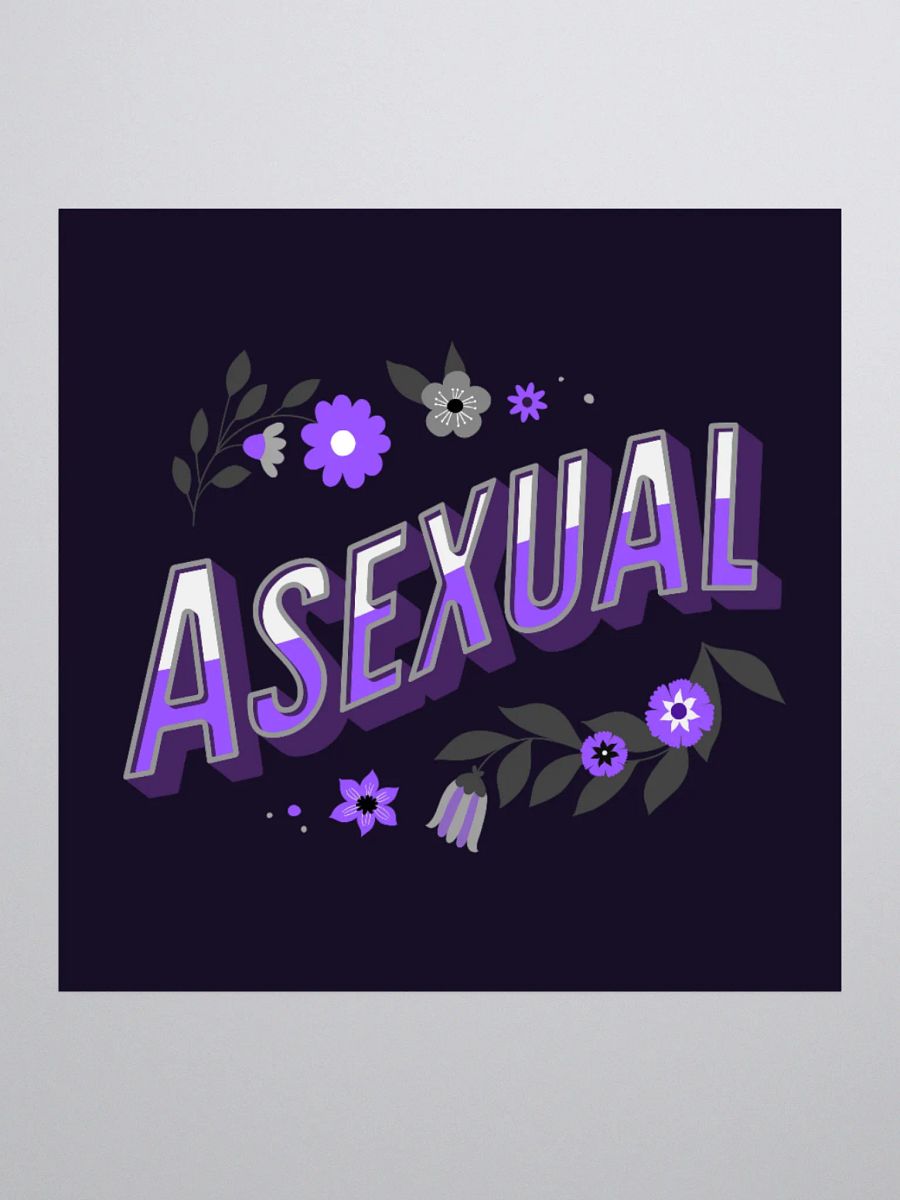 Floral Asexual Sticker (Purple Background) product image (3)