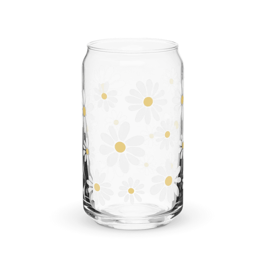 Retro Daisy Design Glass Can Cup Earthy product image (2)
