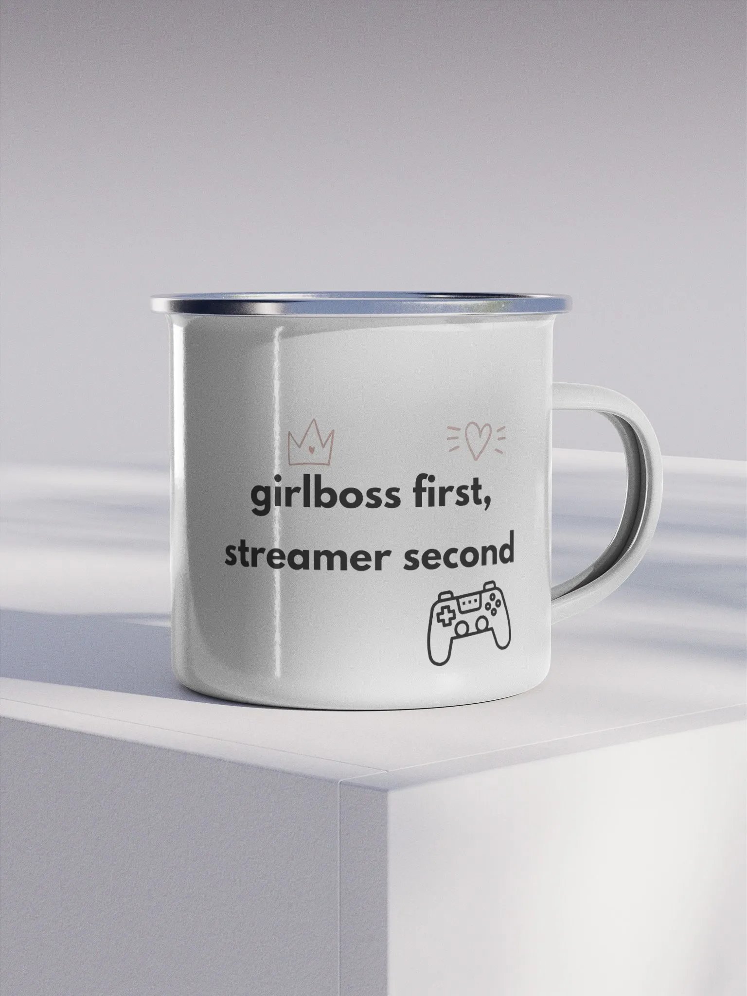 Girlboss First, Streamer Second Enamel Mug product image (1)