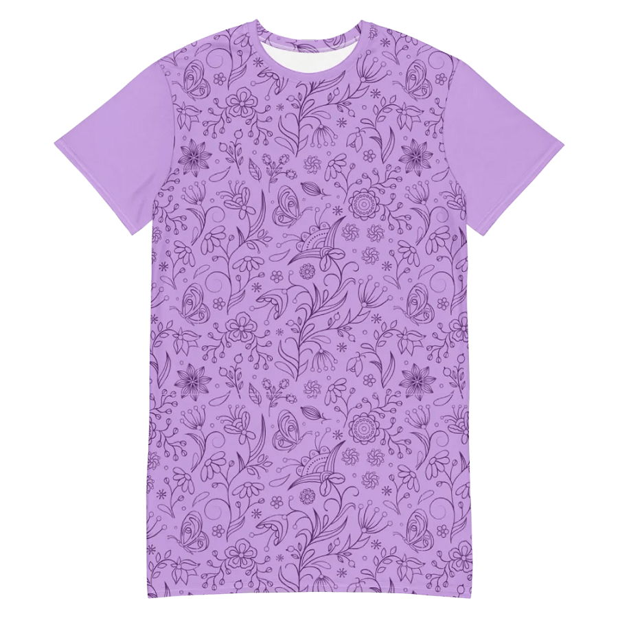 Light Purple Lilac Floral Women's T-Shirt Dress product image (7)