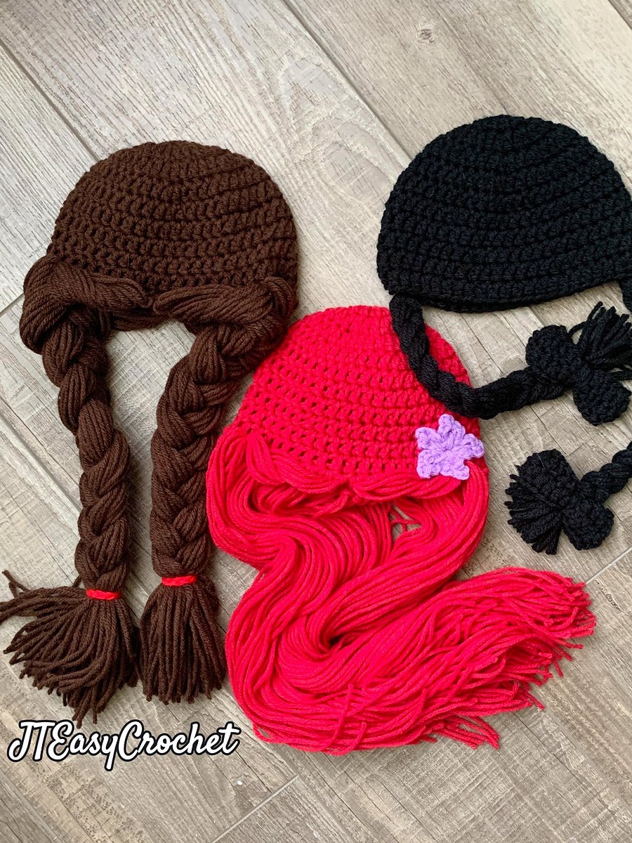 Crochet Wig Hats 3 in 1, Princess Hair Crochet Pattern product image (6)