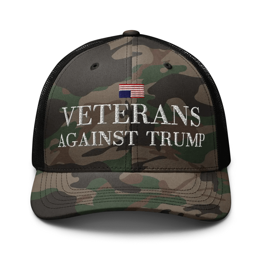Veterans Against Trump Camp Trucker Hat. (Distress Flag) product image (1)