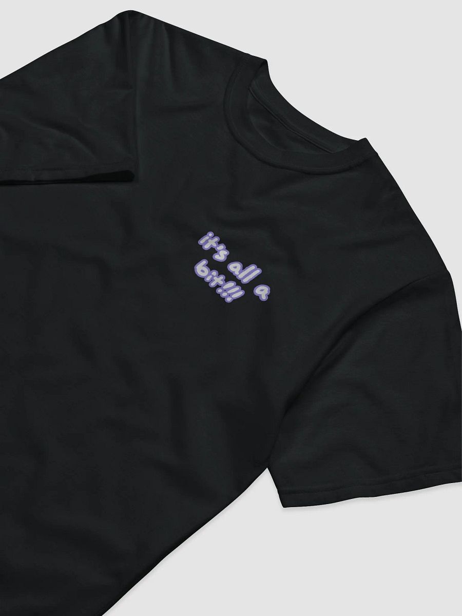 “It’s all a bit!!!” (sm. lined design, #9081ED) unisex eco tee product image (5)