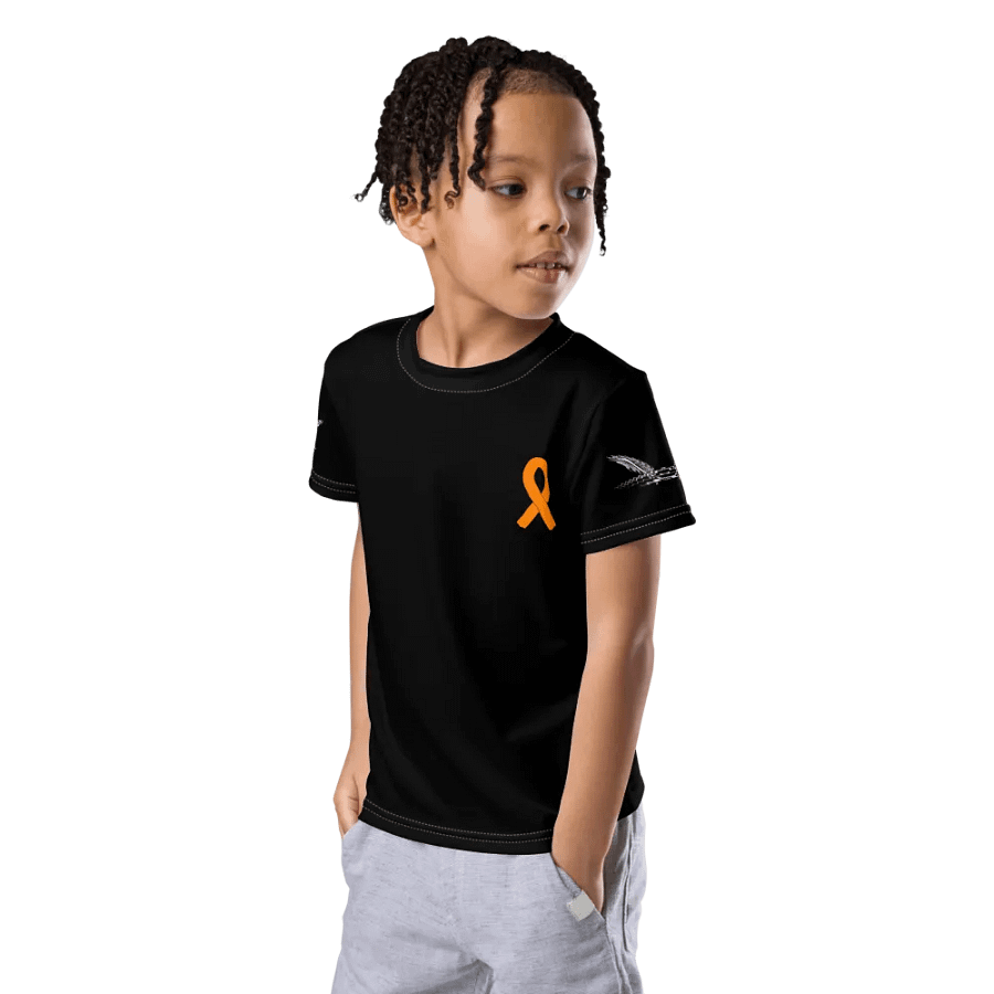 White HApex Gear White Logo Cancer Awareness Orange Ribbon. Black Kids Crew Neck T-Shirt product image (12)