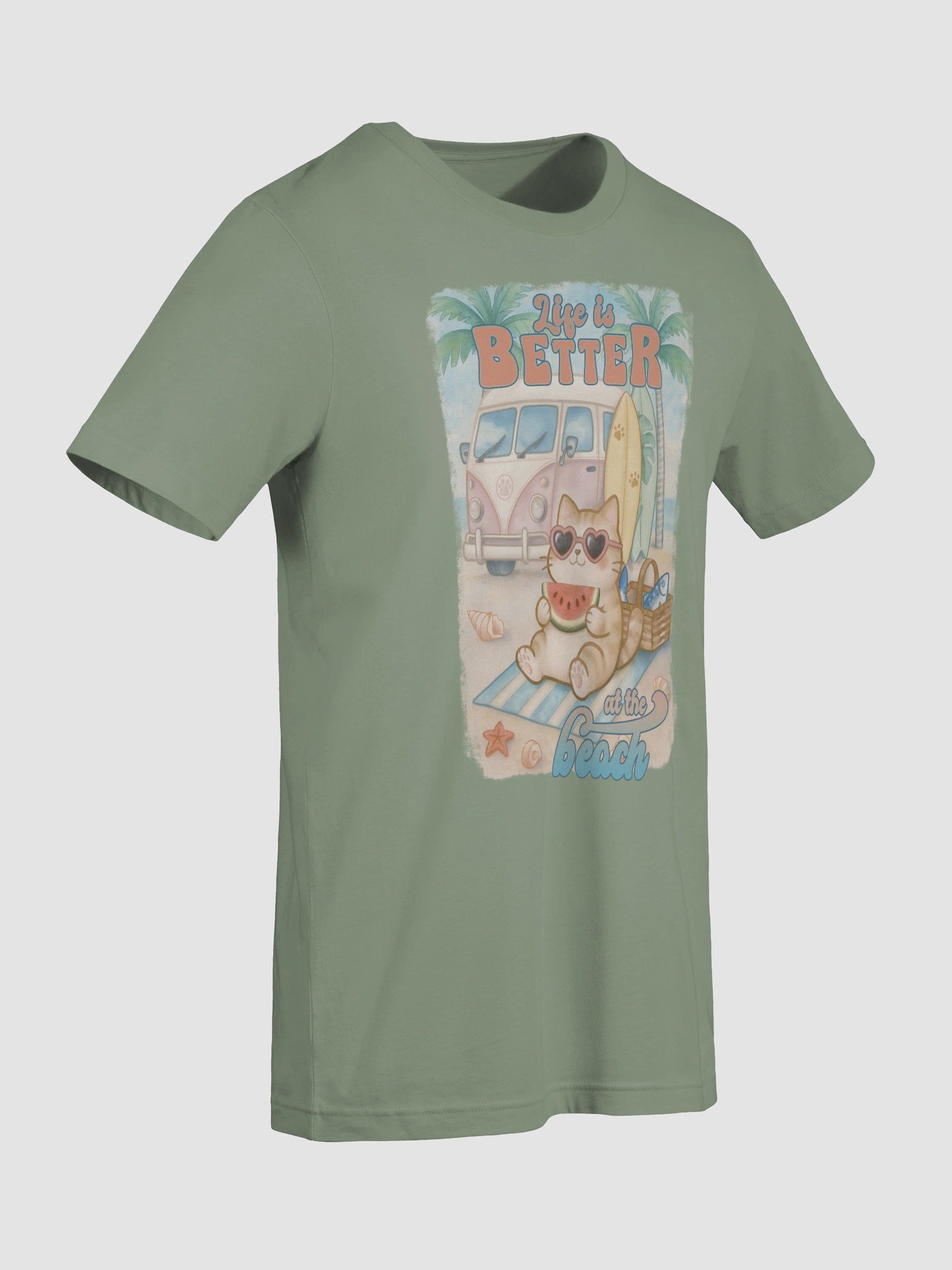 Summer Surf Cat -Unisex Tee Lightweight product image (11)