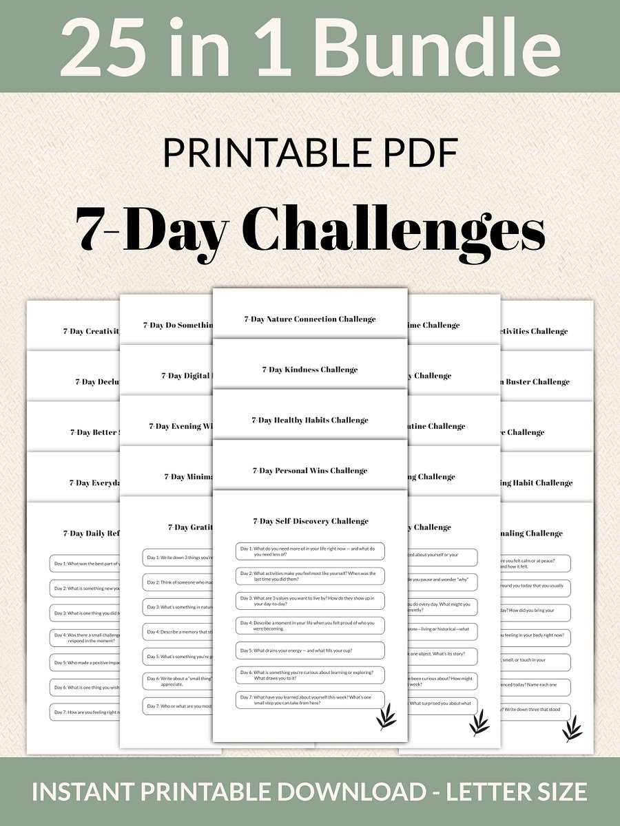 25 Printable 7-Day Challenges Mega Bundle product image (1)