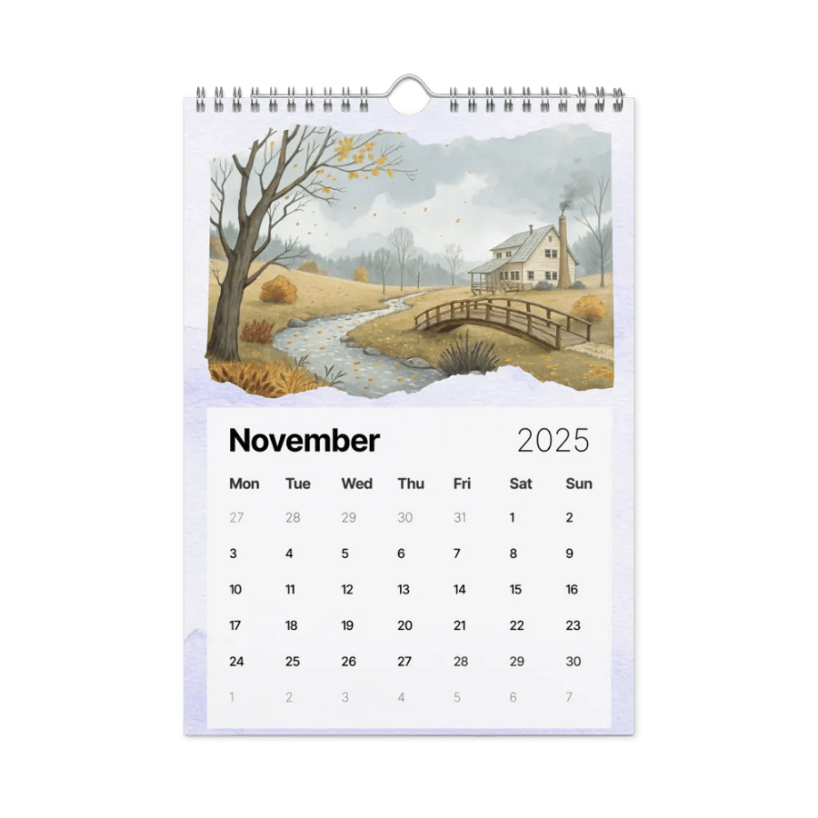 WATERCOLOR SEASONAL SCENES WALL CALENDAR 2025 product image (11)