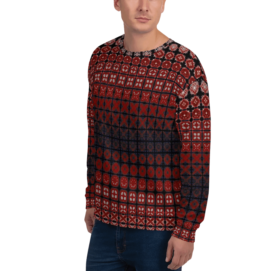 Abstract Red Squares Unisex All Over Print Sweatshirt product image (6)