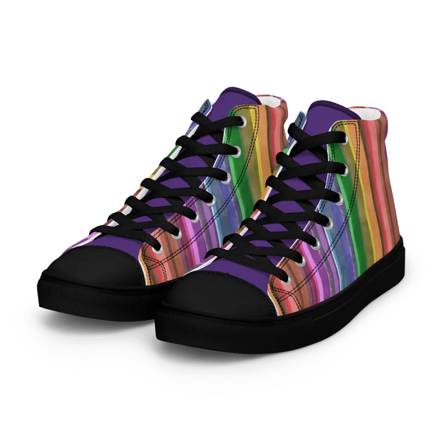 Cool Gouache Striped Men's High-Top Canvas Shoes product image (7)