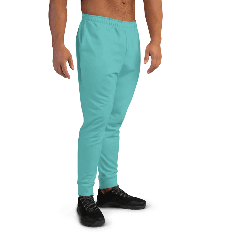 Plain Turquoise Blue True Summer Recycled Polyester Premium Men's Joggers by Treasure Pie product image (11)