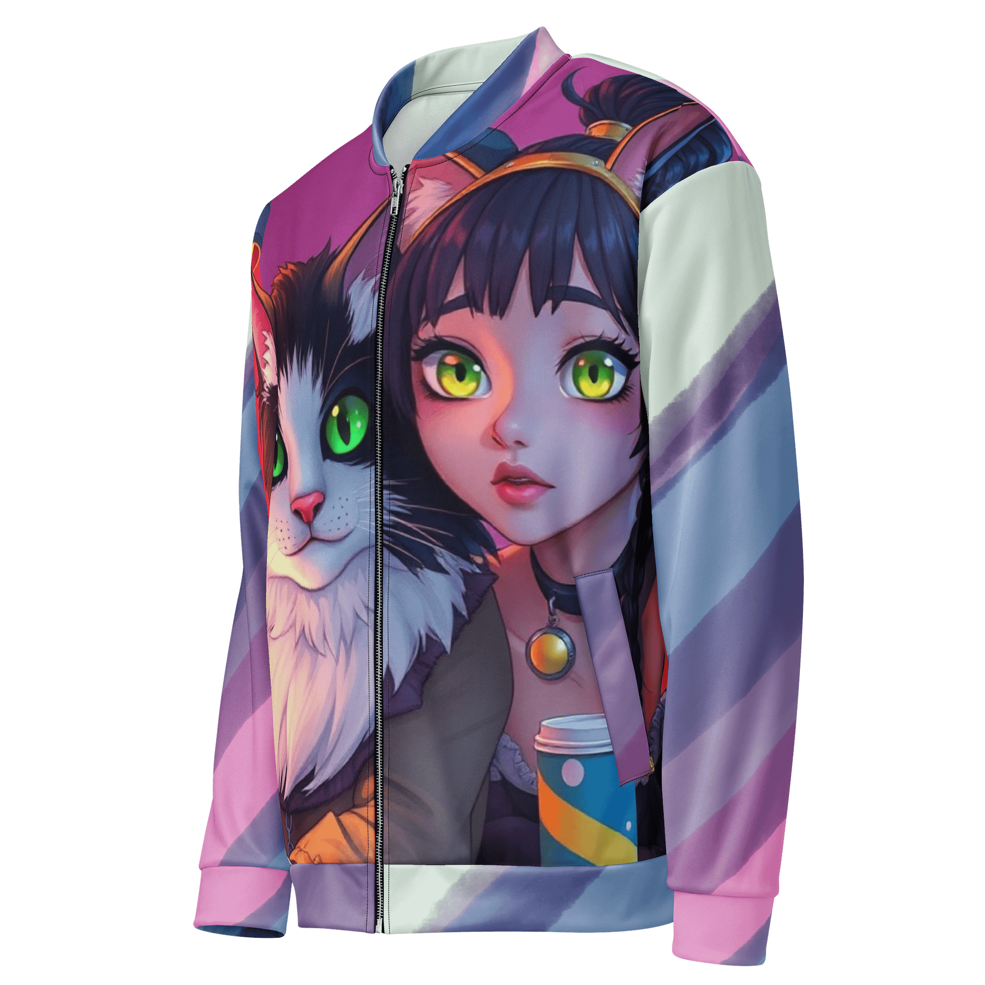 Bomber Jacket-Dual Gaze: Feline Reflections product image (3)