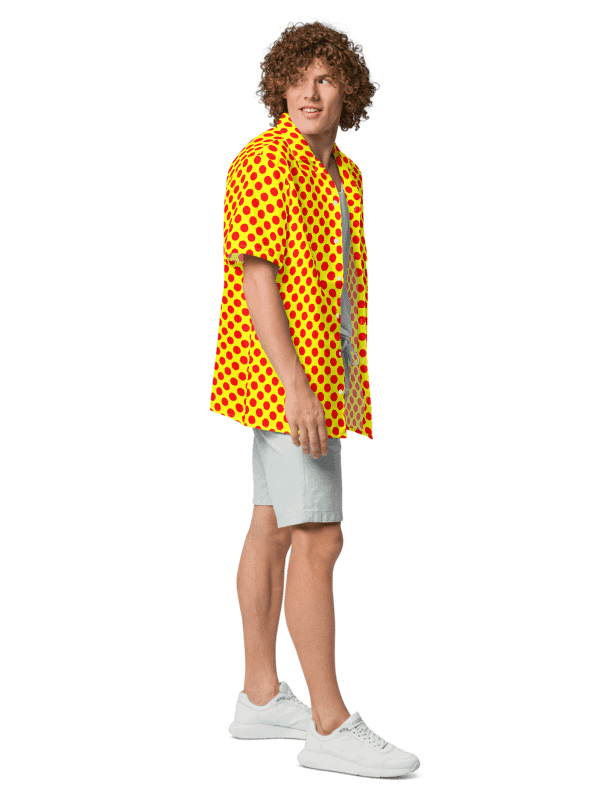 Red Polka Dots on Yellow Hawaiian Shirt product image (4)