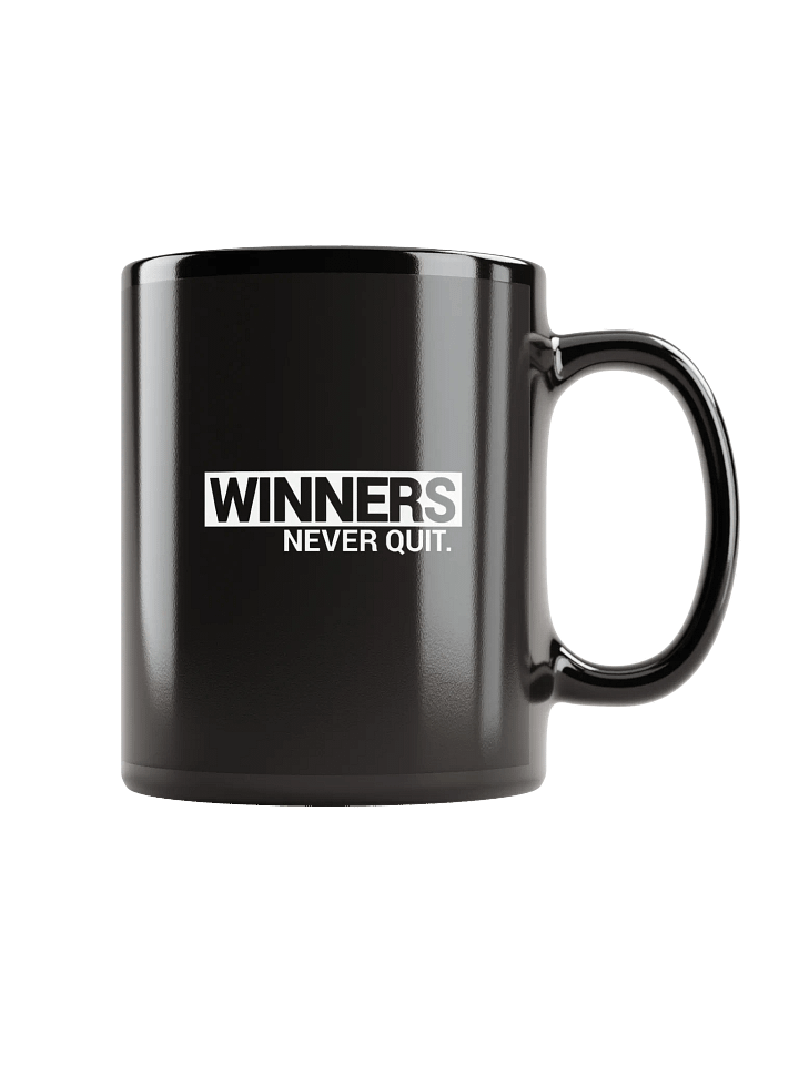 Black Glossy Mug Winners Never Quit (Think and Grow Rich, Napoleon Hill) product image (1)