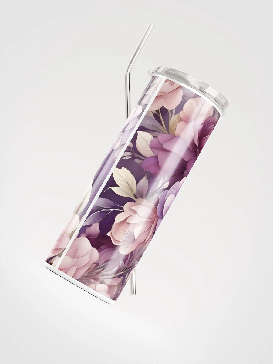 Elevate Gifting with Floral Elegance: Purple Stainless Steel Tumbler with Reusable Straw product image (4)