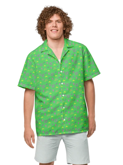 Oh Worm green pattern button down shirt product image (1)