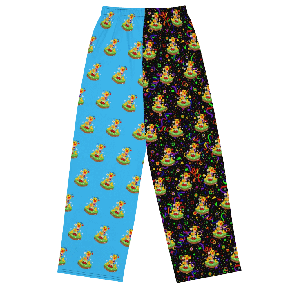Split Blue and Arcade Boyoyoing Floating Island Unisex Wide-Leg Pants product image (2)