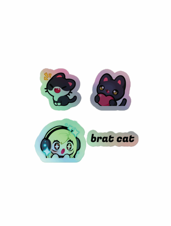 brat cat holographic sticker pack 💖 product image (1)