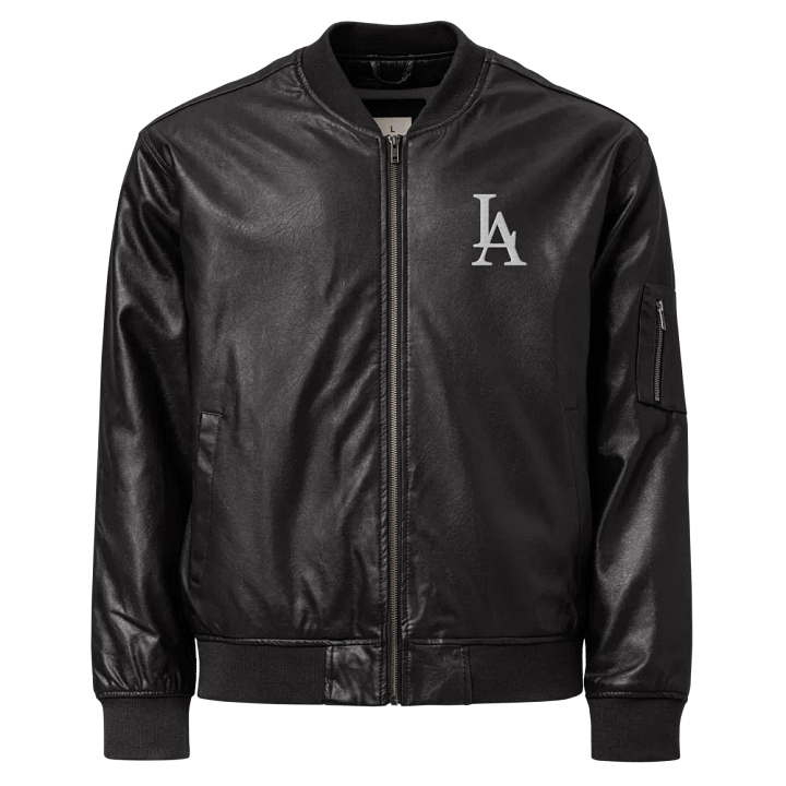 "LA" Faux Leather Bomber Jacket product image (1)